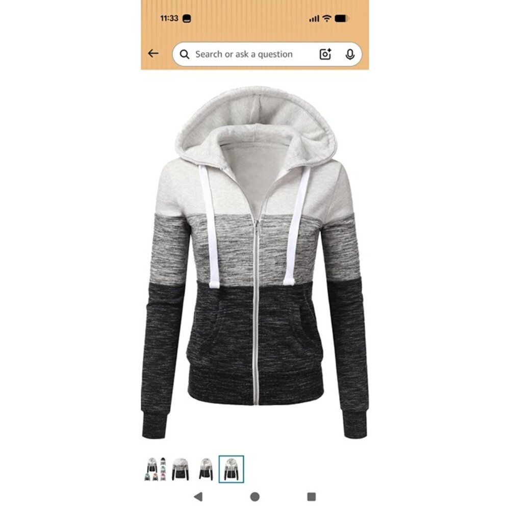 zip hoodie color block jacket cotton fleece long sleeve pockets